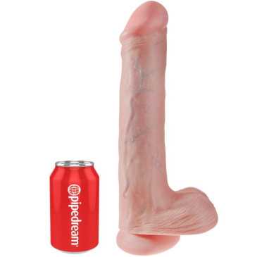 Jättidildo Kiveksillä, 33 cm - King Cock | KING COCK | Dildot