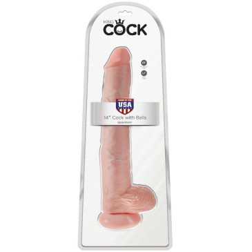 Jättidildo Kiveksillä, 35 cm - King Cock | KING COCK | Dildot