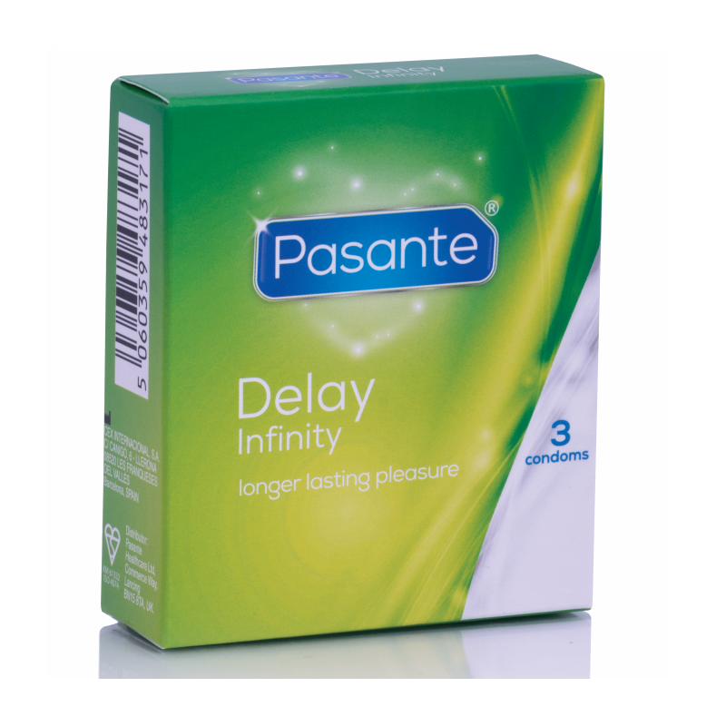 Kondomi Delay Infinity, 3 kpl - Pasante | PASANTE | Pidennetty nautinto