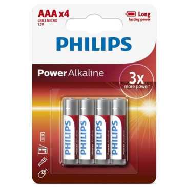 Philips - Power Alkaline paristot AAA LR03, 4kpl | PHILLIPS | Paristot